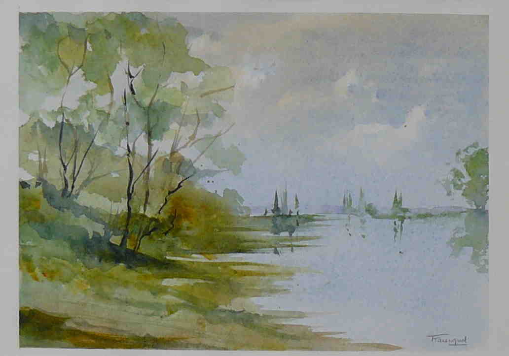 aquarelle, paysage, imaginaire
